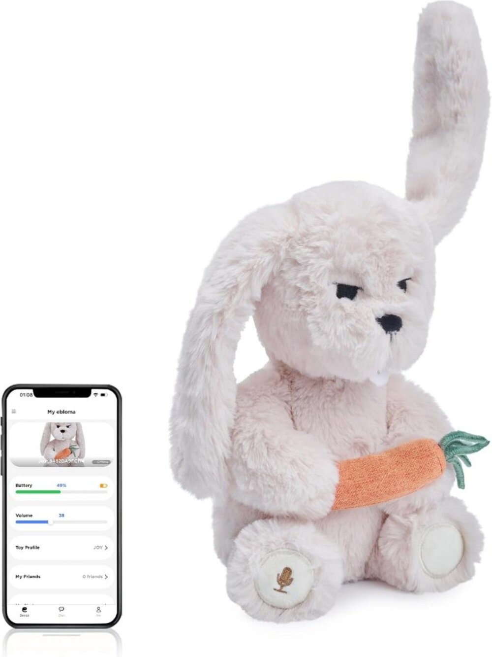 Interactive Plush Bunny Chat Buddy for Teens 13+, Real-Time Voice Response & Fun